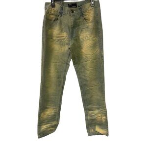 Qruel Men's Blue Jeans/Pant/Straight Fit/Tan Wash Size 32x32 SKU 2438